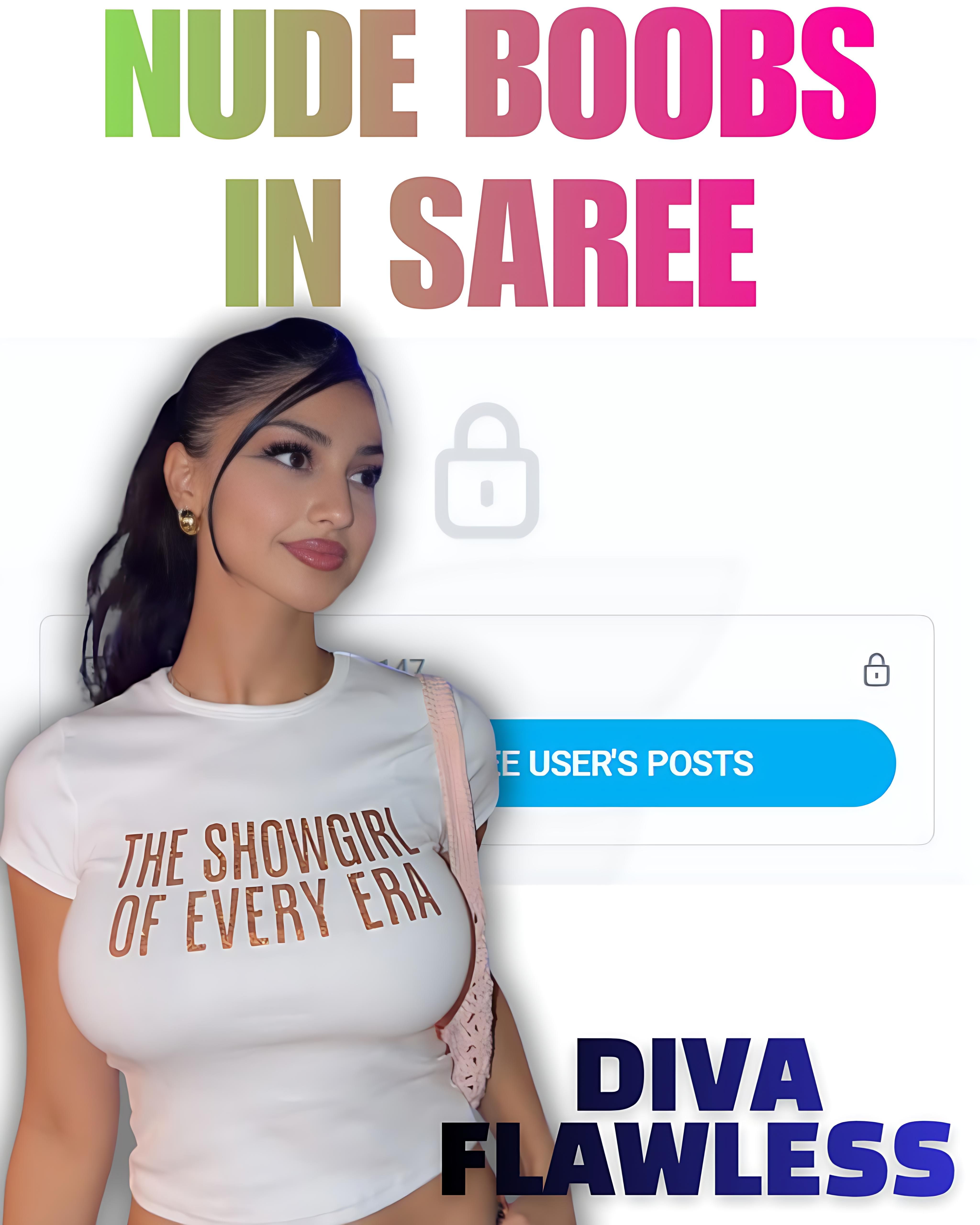 Diva Flawless reveals nude boobs in orange saree in front of mirror - Filmic Journey