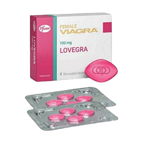 Doosje Lovegra met 2 losse strips en 1 tablet, middel voor seksuele stimulatie bij vrouwen
