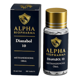 Dianabol doosje en potje van Alpha BioPharma voorkant