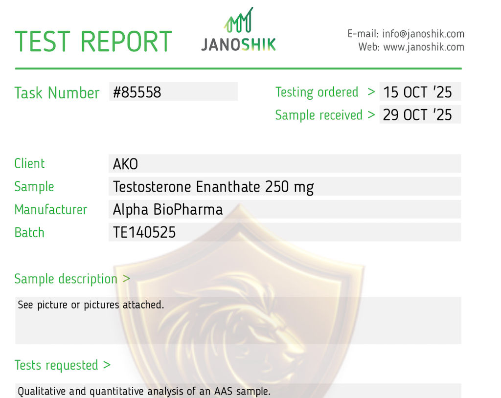 Janoshik labtesten | Anabolen van Alpha BioPharma