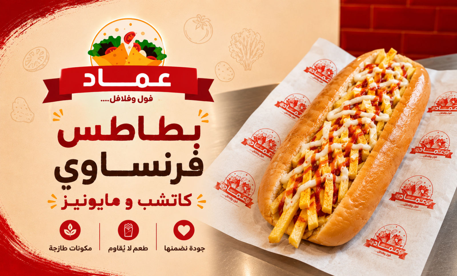بطاطس فرنساوي كاتشب مع مايوينز