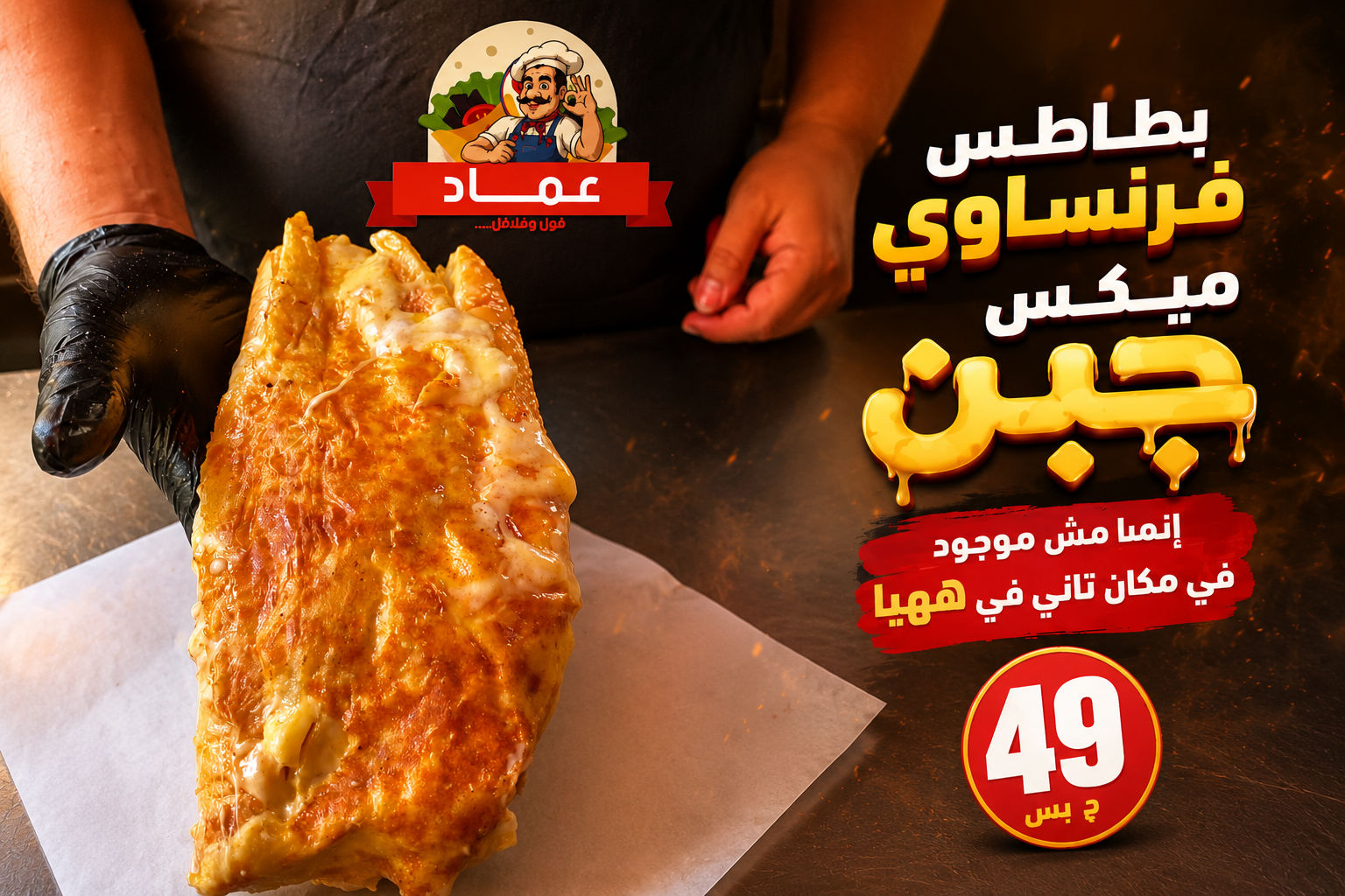 بطاطس فرنساوي ميكس جبن جريل 