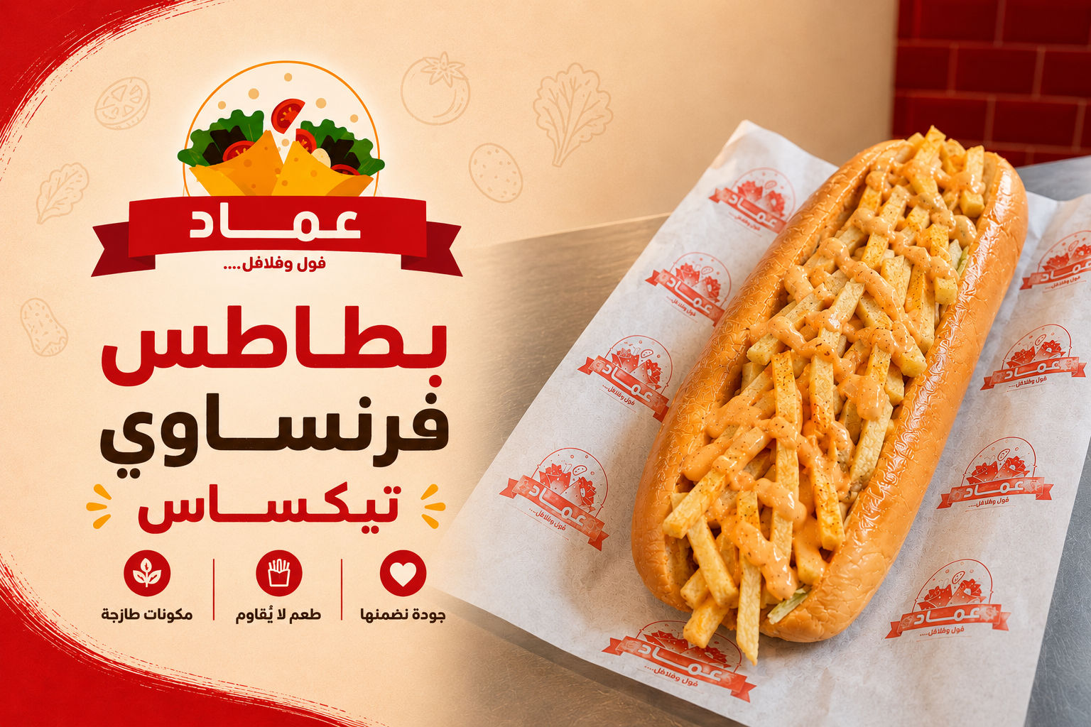 ساندوتش بطاطس فرنساوي تيكساس