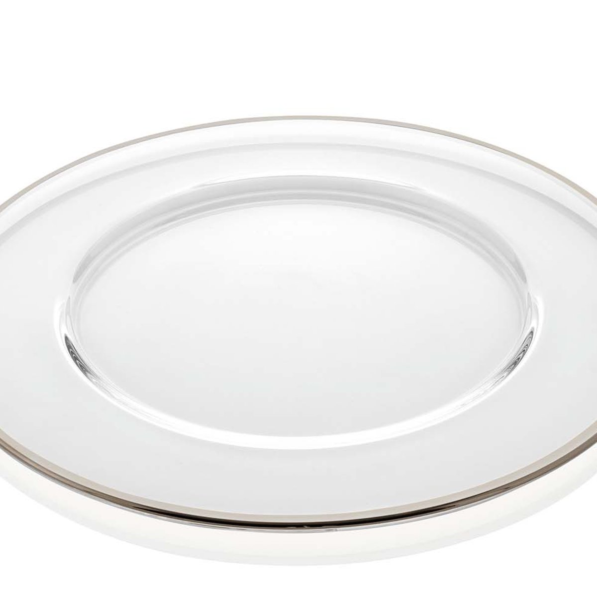 PLATO DE SITIO VIDRIO BORDE PLATA