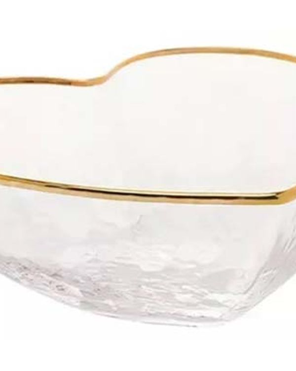 BOWL VIDRIO CORAZON BORDE ORO 8 OZ
