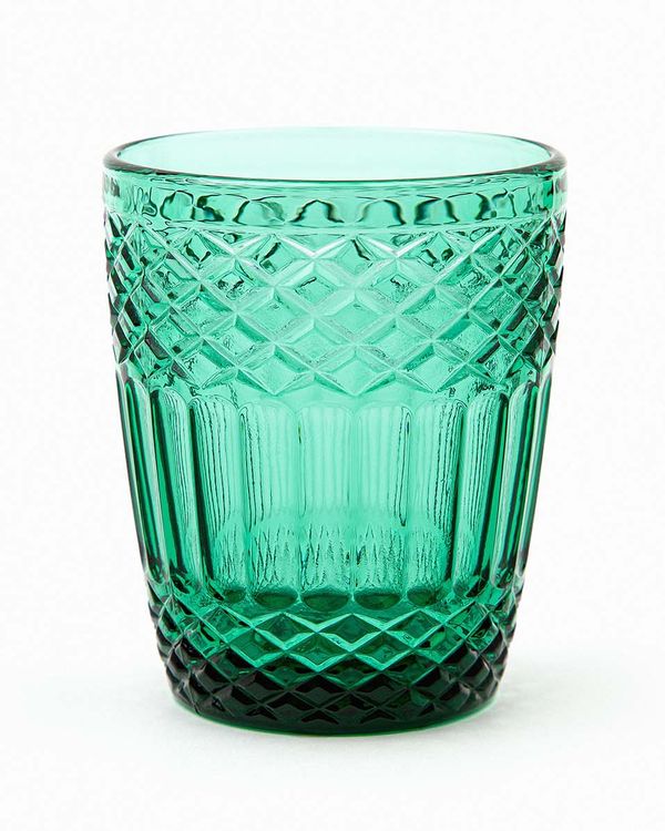 SET 6 VASOS VIDRIO TIPO CRISTAL VINTAGE VERDE 10 OZ