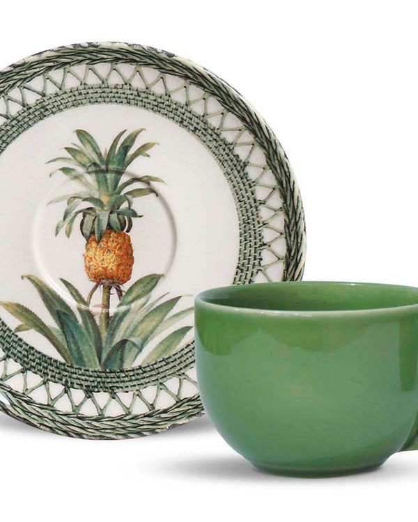 SET TAZA PLATO PINEAPPLE GREEN