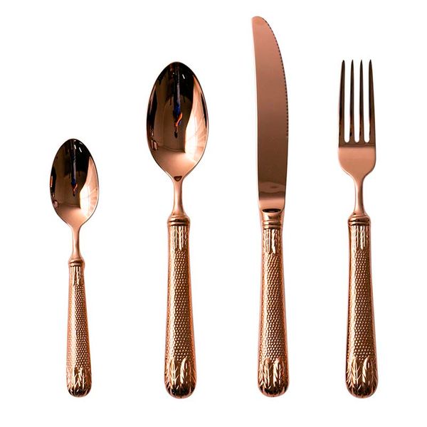 SET CUBIERTO 16 PZ S 4 PUESTOS GOLD ROSE