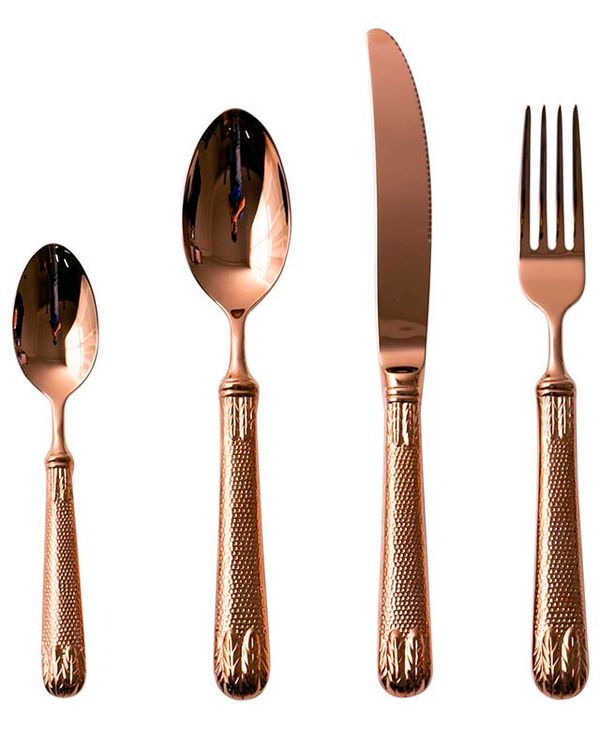 SET CUBIERTO 16 PZ S 4 PUESTOS GOLD ROSE