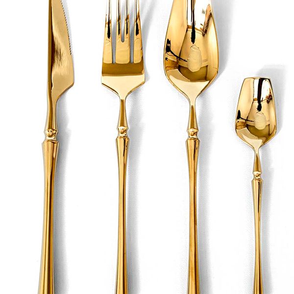 SET CUBIERTOS 16 PZ 4 PTOS QUADR/GOLD