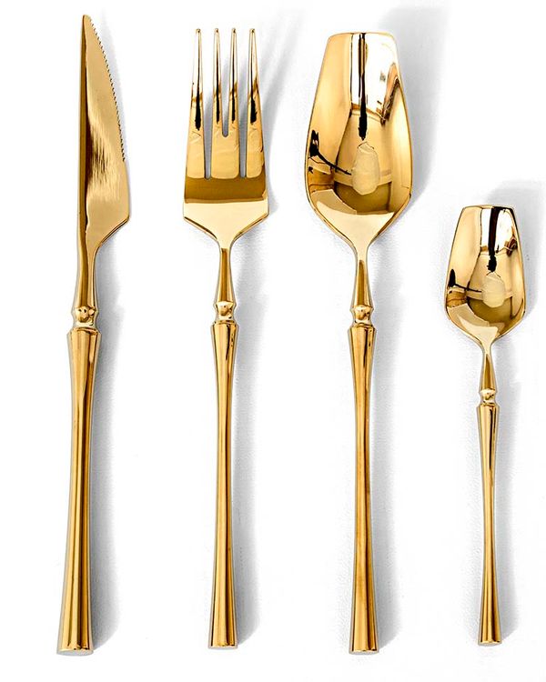 SET CUBIERTOS 16 PZ 4 PTOS QUADR/GOLD