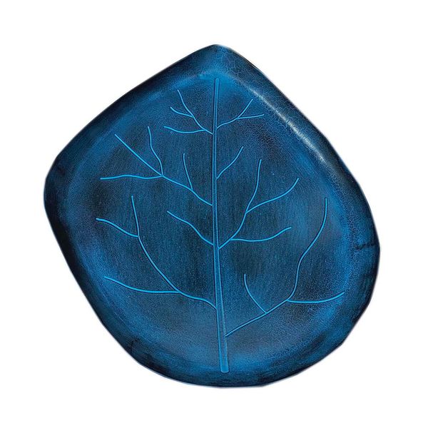 PLATO DECORATIVO HOJA PATINE BLUE