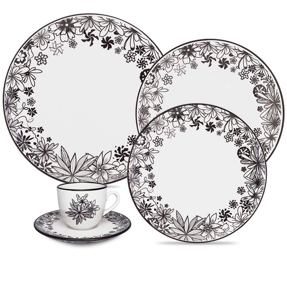 VAJILLA PORCELANA 20 PZAS 4PTOS FLORESTA NEGRA(ET20-4664)