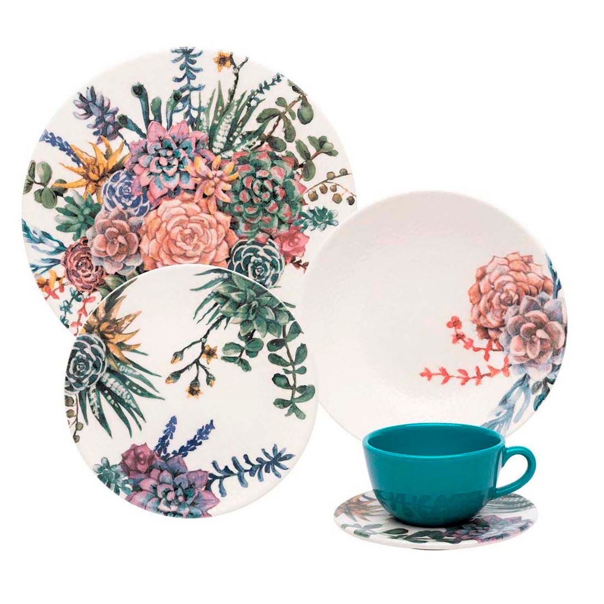 VAJILLA CERAMICA 20 PZAS 4PTOS UNNI BOTHANICA -AY20-5606