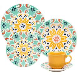 VAJILLA CERAMICA 20 PZAS 4 PTOS FLOREAL SOLAR (J613-6824)