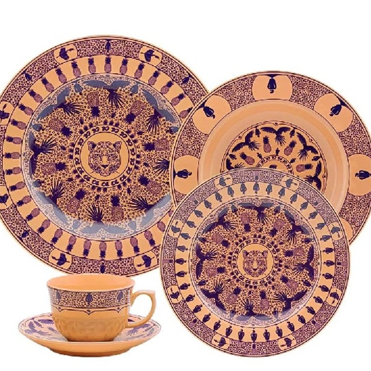 VAJILLA PORCELANA 30 PZAS 6 PTOS FLAMINGO TERRA BRASILIS (OX-127543)