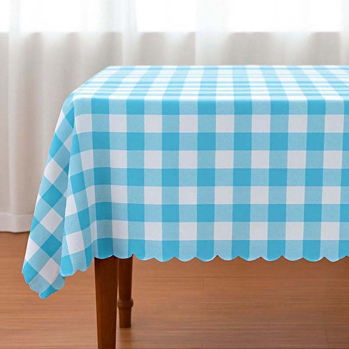 MANTEL CUADRADO 1,50 CUADROS AZUL/BLANCO