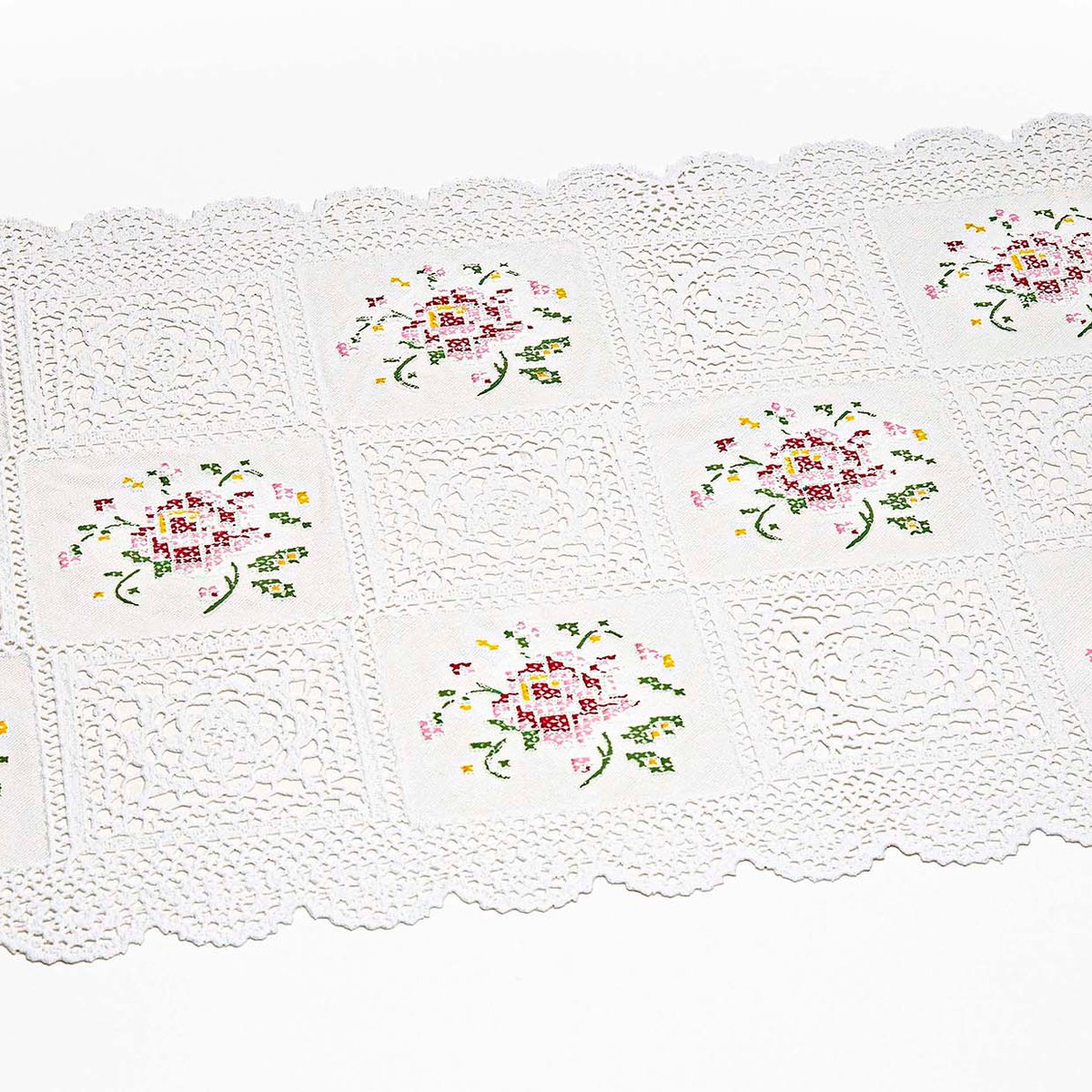 Individual Mesa Pvc Imitacion Crochet Rosado
