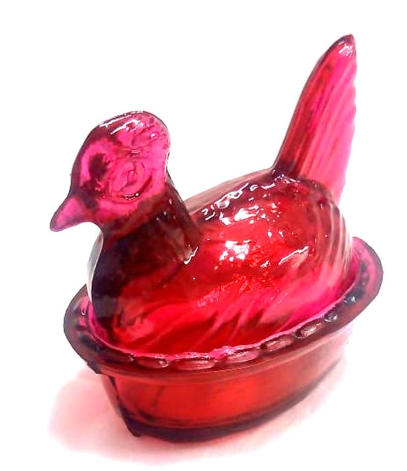 Salero Gallina Vidrio Vintage Fucsia
