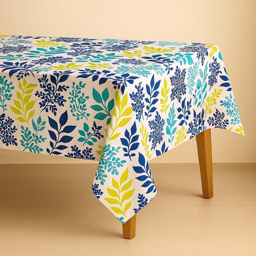 Mantel Rectangular 8 Ptos Azul/verde Limon