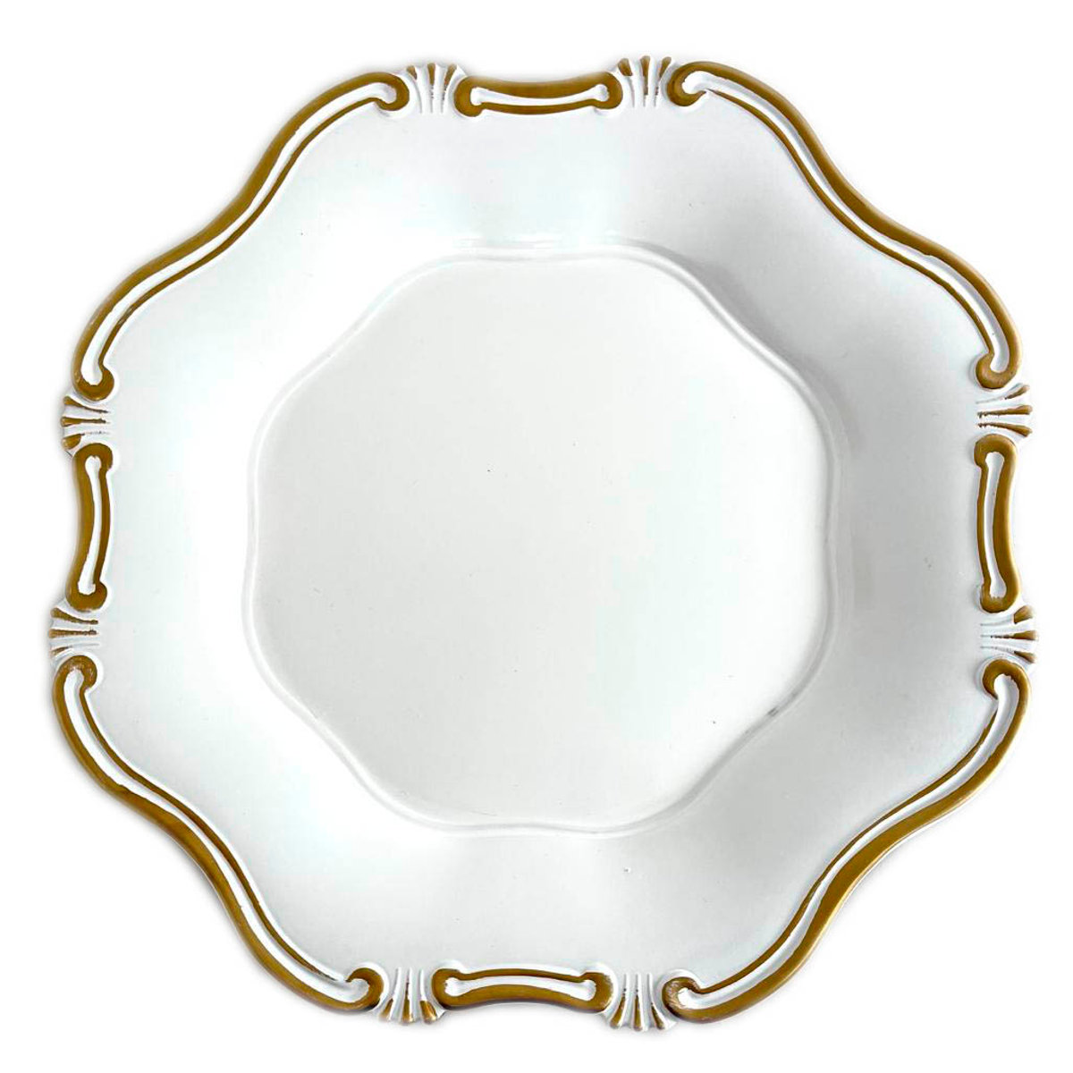 Plato De Sitio Blanco/Oro