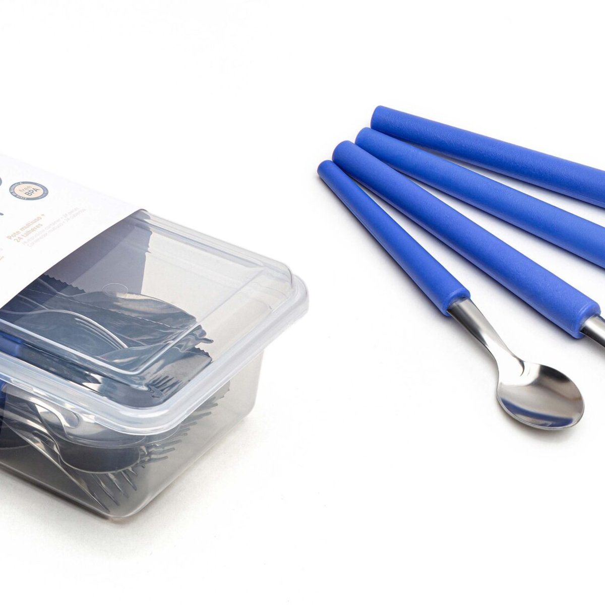 Set Cubiertos 24 Pz 6 Ptos Millenium Azul Marino En Estuche