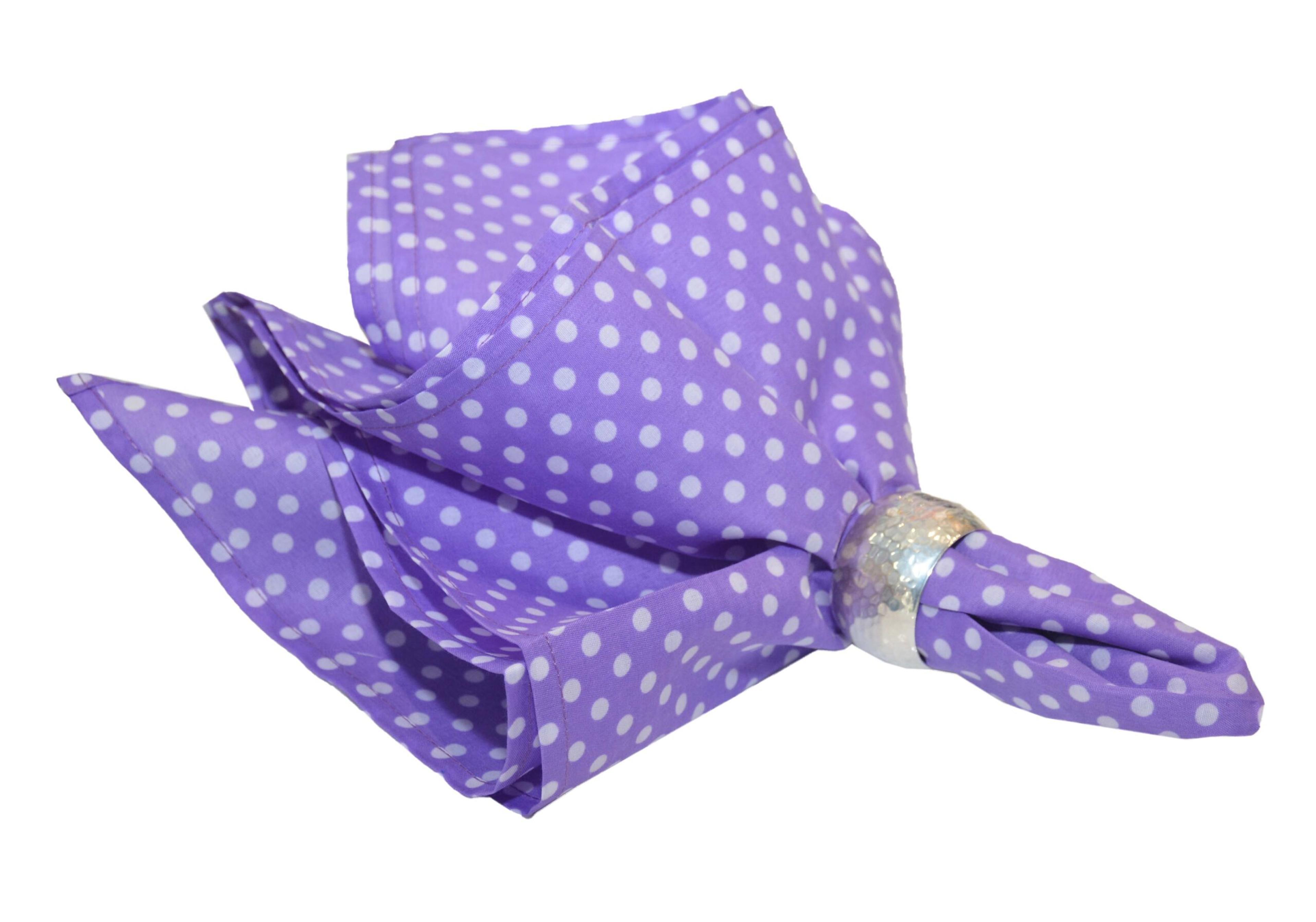 Set 4 Servilletas Lila Lunares Blancos Grandes