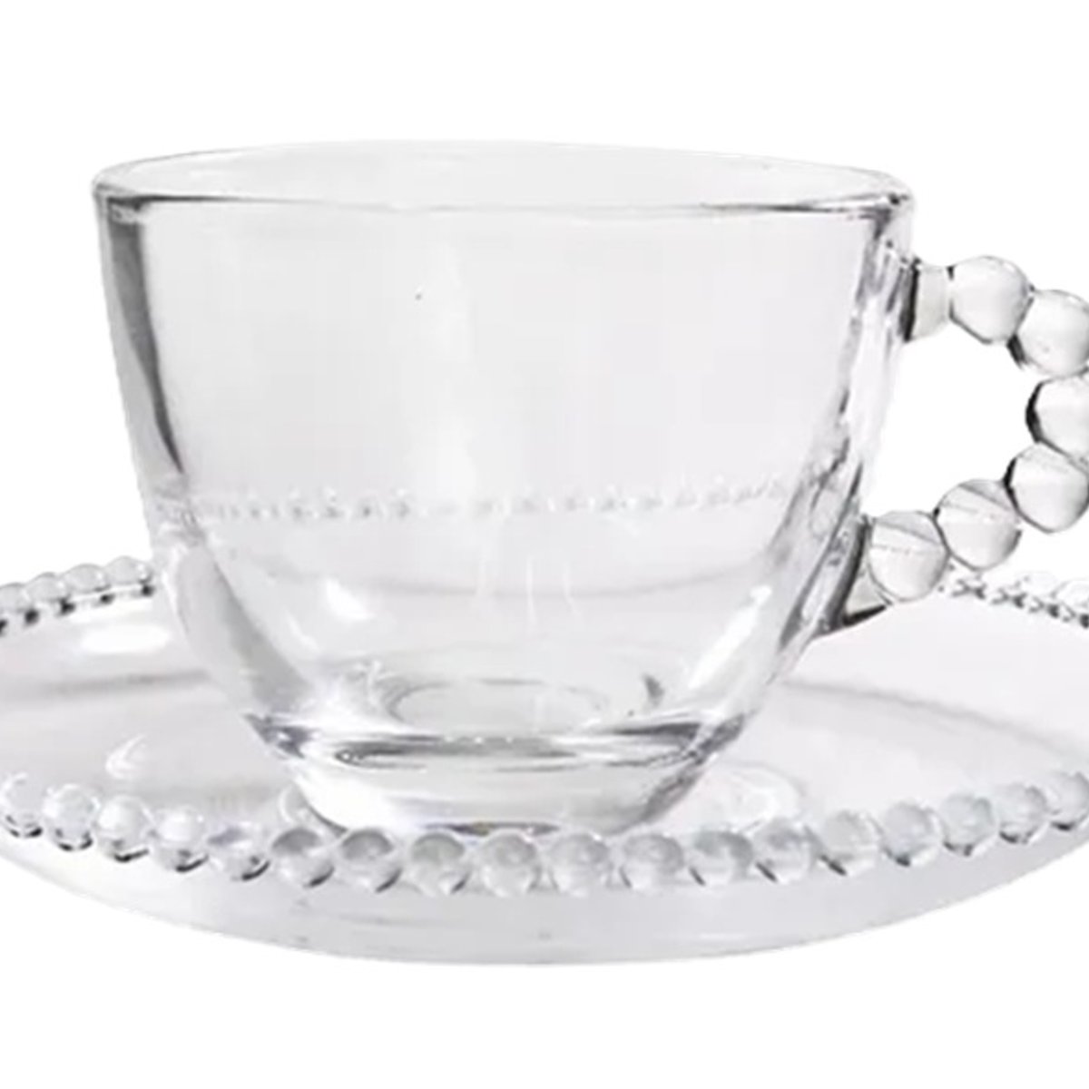 SET 6 TAZAS CON PLATO VIDRIO TRANSPARENTE 7 ONZAS