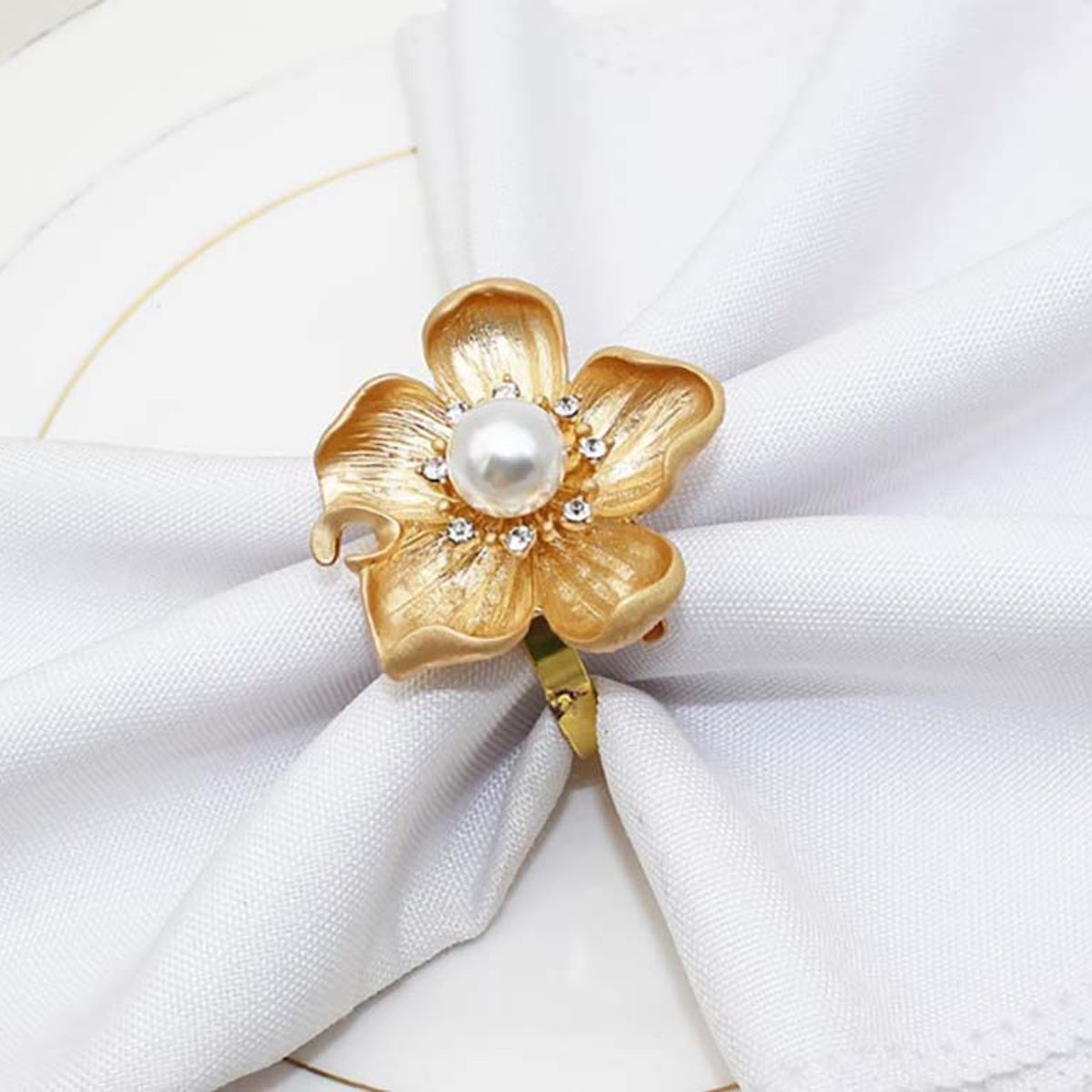 Servilletero Perla Flor Oro Unidad
