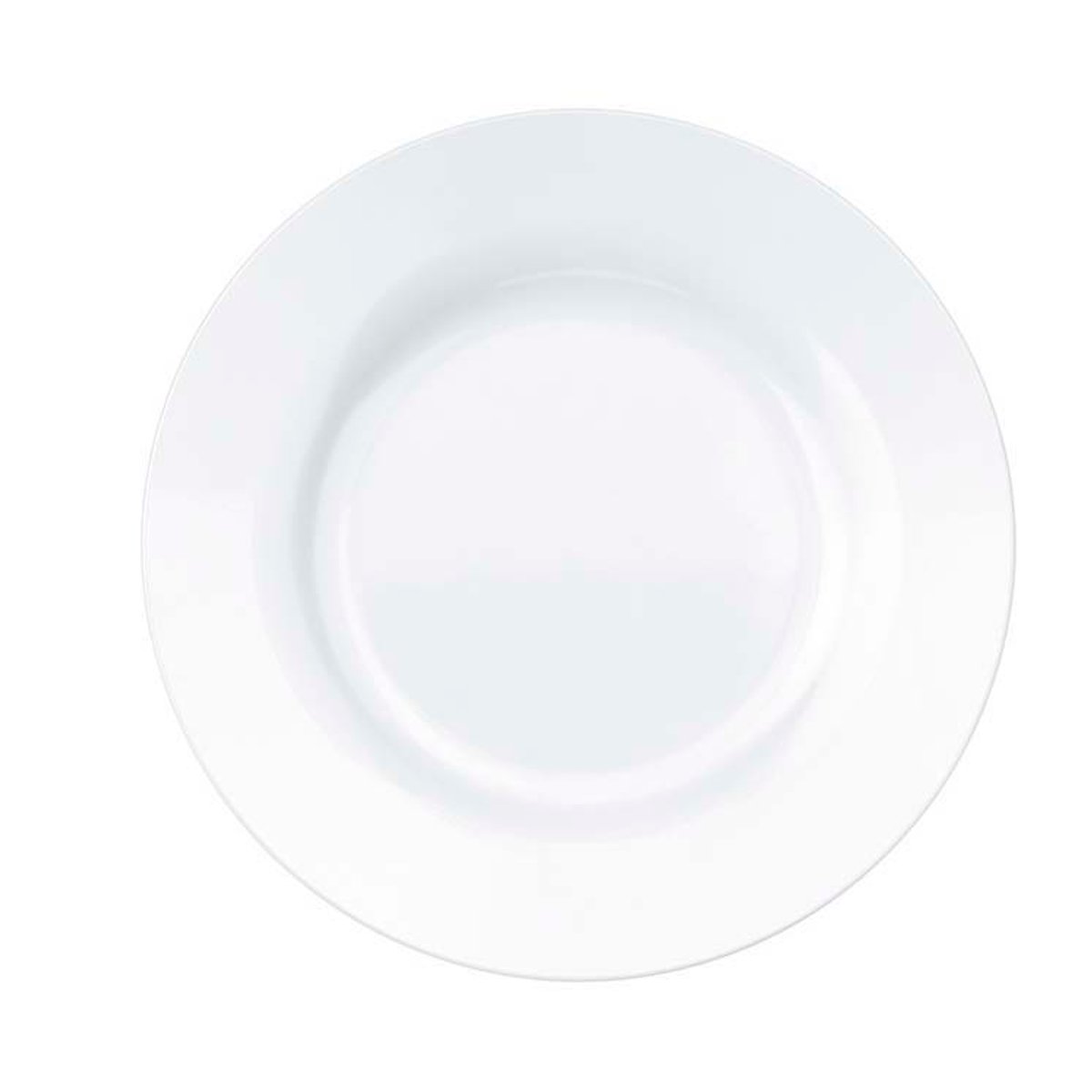 SET 6 PLATOS LLANOS VIDRIO OPALIZADO 25 CMTS