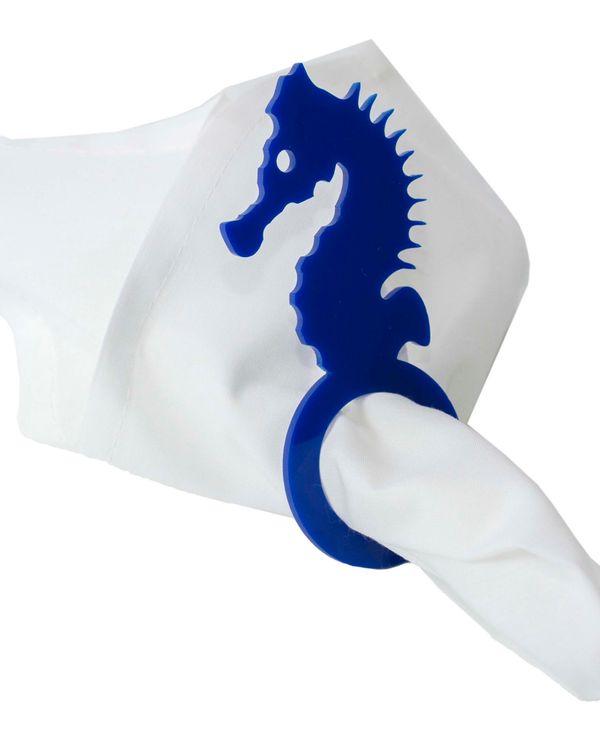 Set 4 Servilleteros Caballo De Mar Azul Oscuro