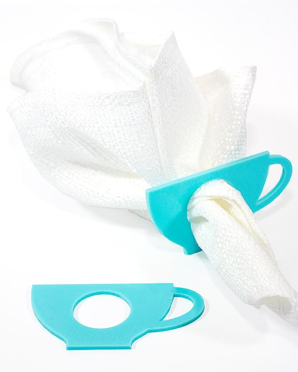 Set 4 Servilleteros Taza Te Azul
