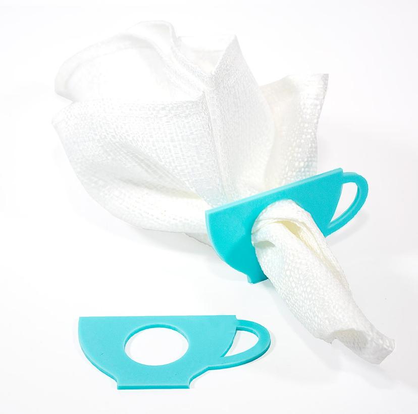 Set 4 Servilleteros Taza Te Azul