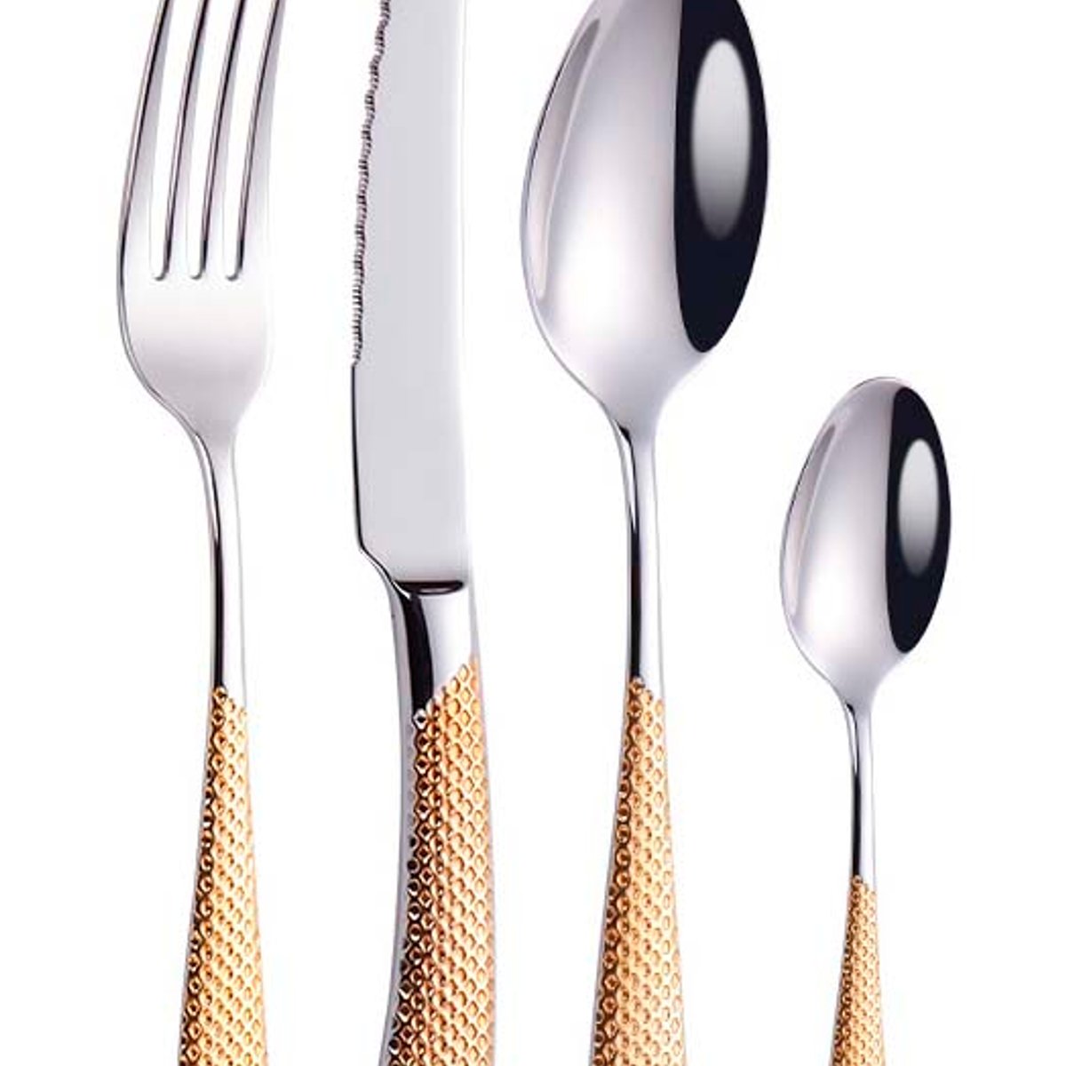Set Cubiertos 16 Pz 4 Ptos Silver /Gold