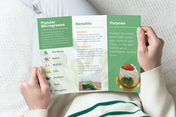 Educational Trifold Pamphlet Template Microgreens Website Digital