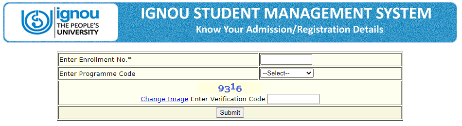 IGNOU login with enrollment no