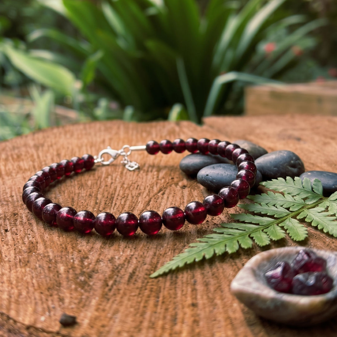 Garnet Silver Bracelet