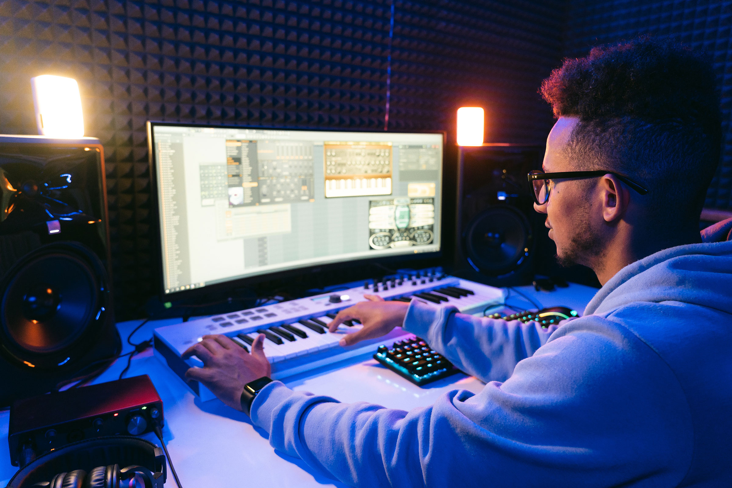 Soundabode studio with synths and controllers