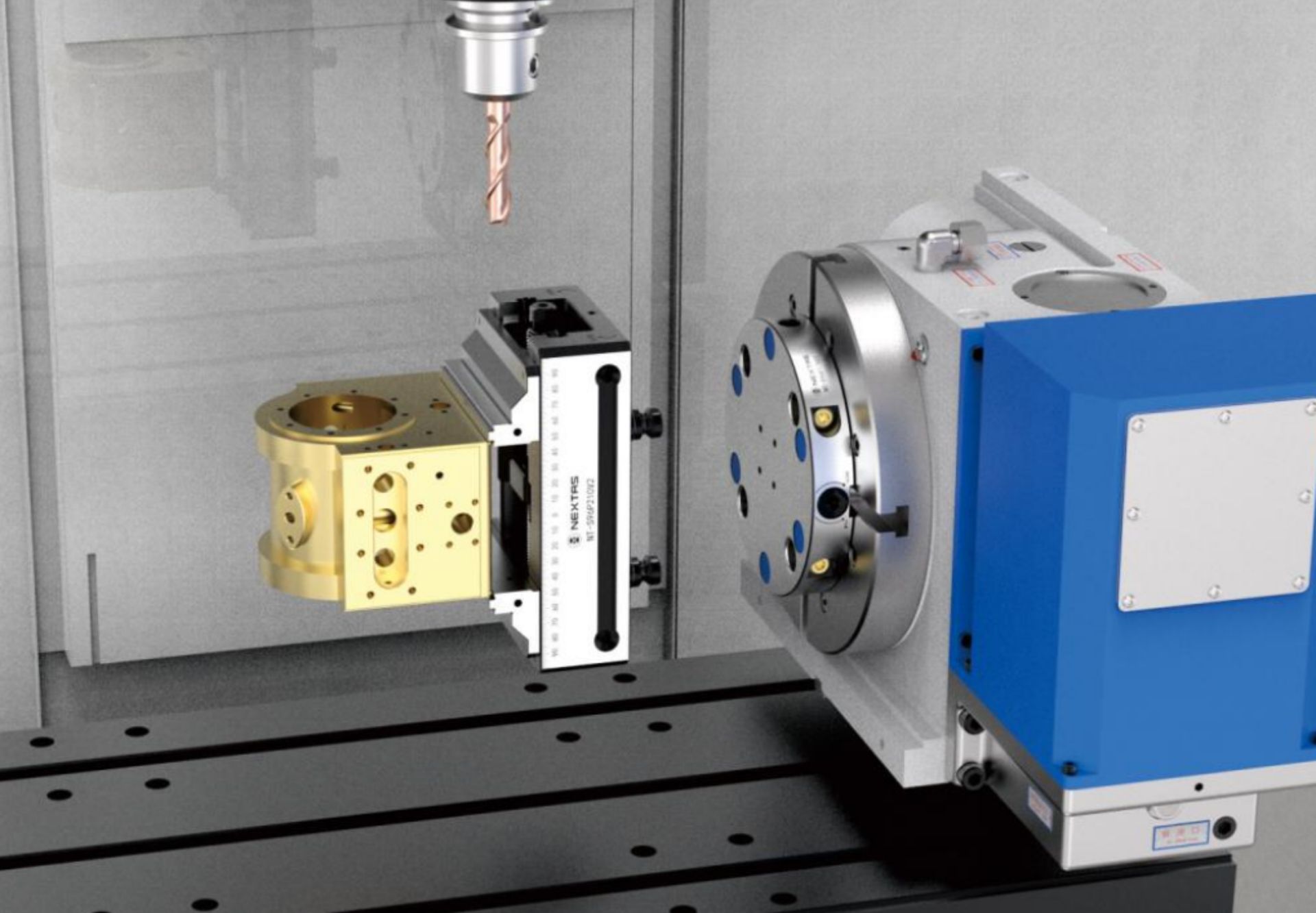 Mounted on a 4th-axis rotary table