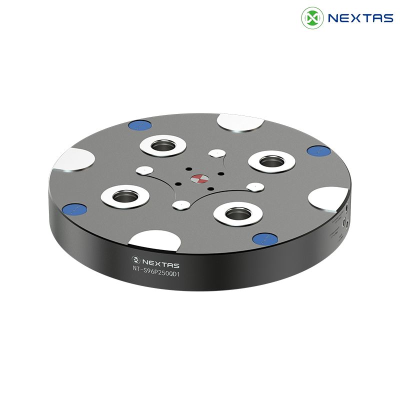 Automated pneumatic zero-point plate for seamless integration.