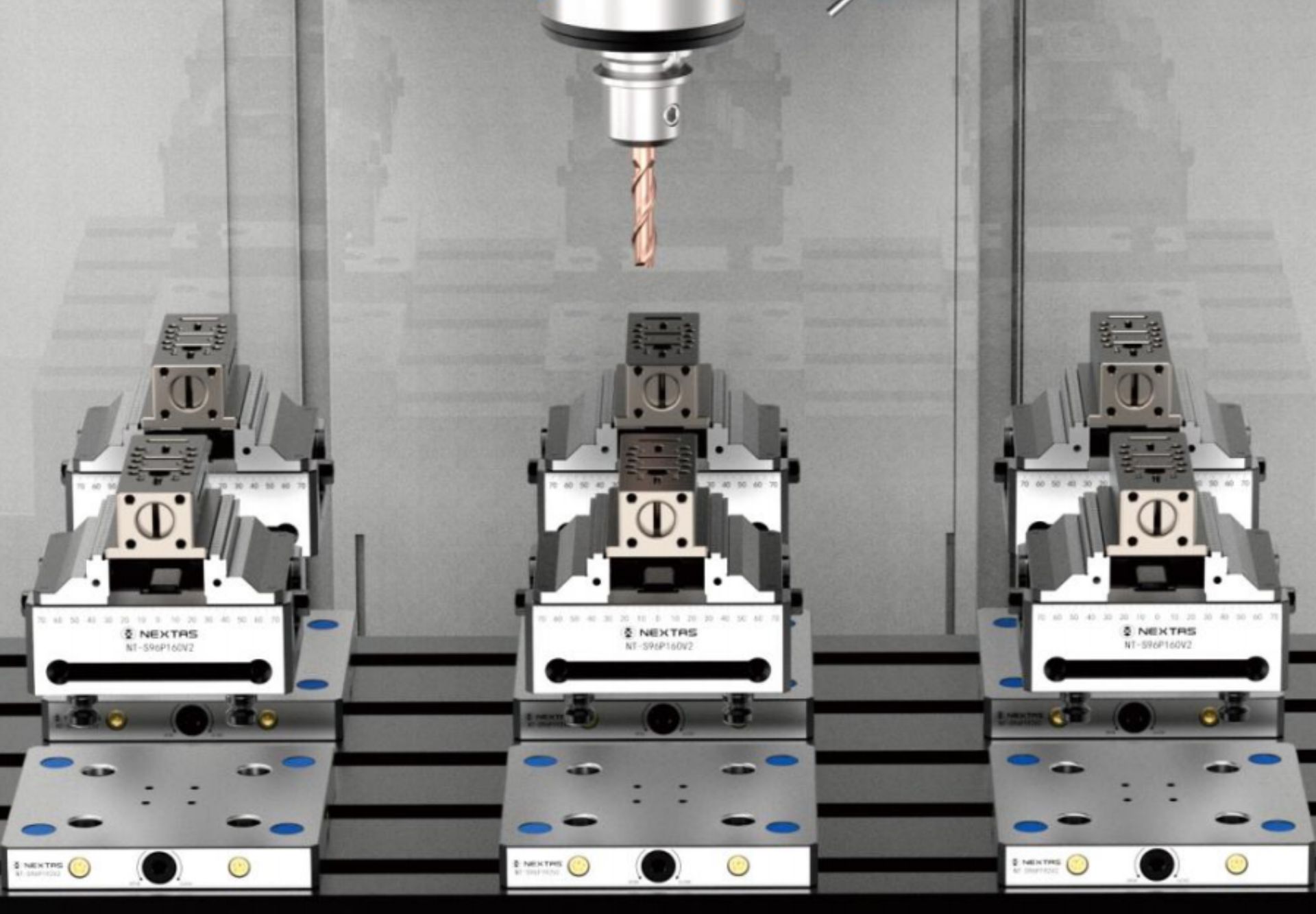 Multi-vise array to increase productivity