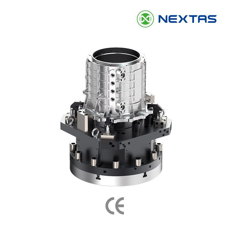 Custom hydraulic fixture for high-volume CNC batch production.