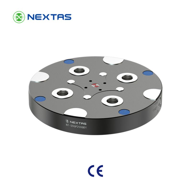 Automated pneumatic zero-point plate for seamless integration.