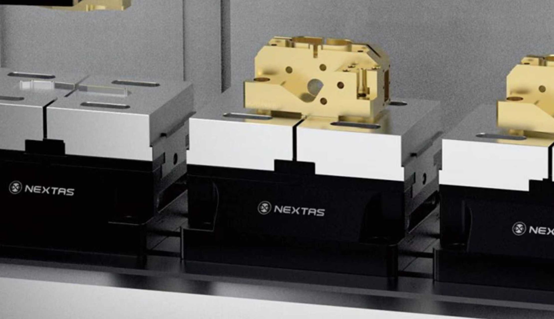 CNC machine equipped with a pneumatic vise and control system.