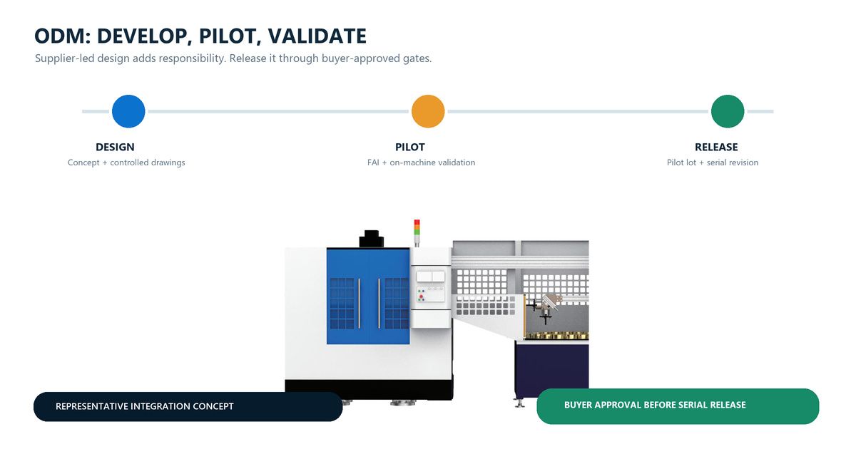 NEXTAS pallet changer and CNC machine used as a representative ODM development, pilot and serial-release concept