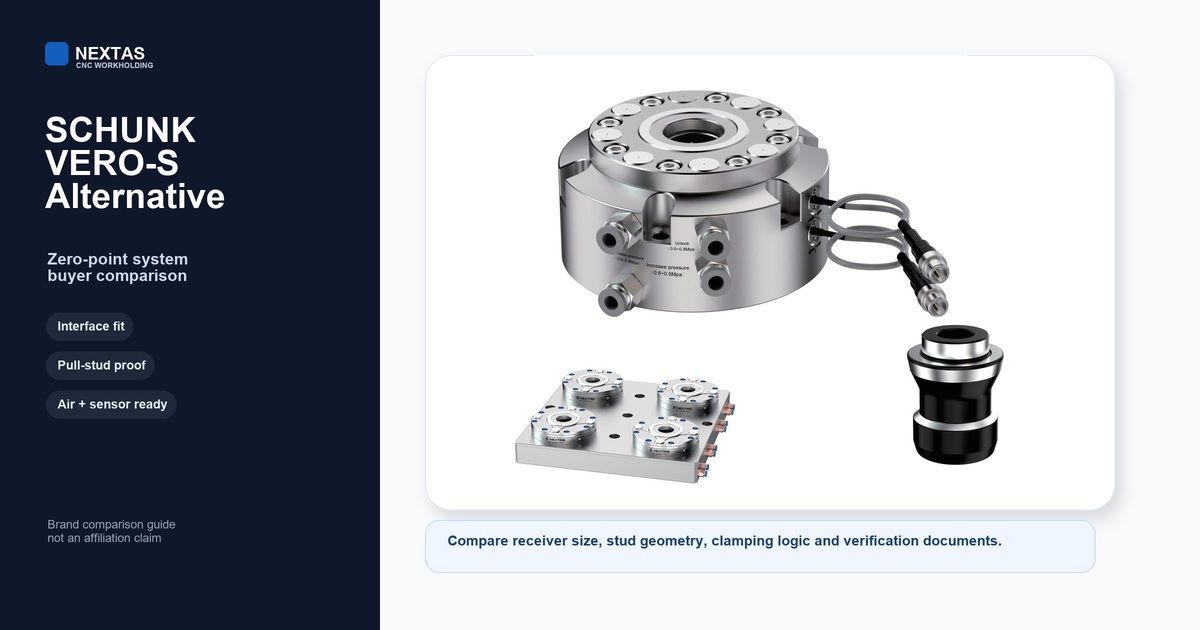NEXTAS zero-point receiver modules, pull stud and multi-station plate for SCHUNK VERO-S alternative comparison