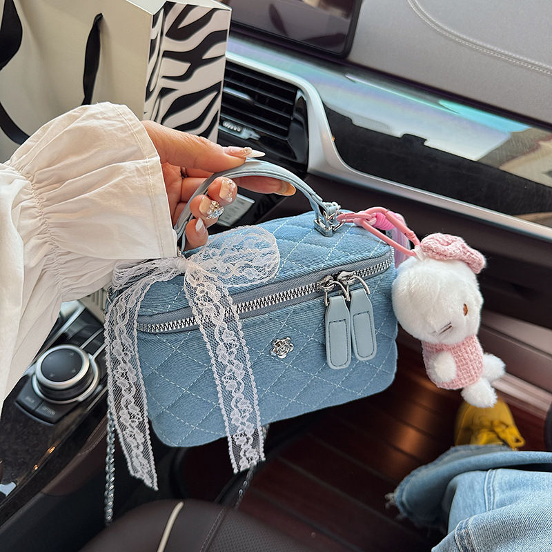 Denim Vanity Bag with Plushie