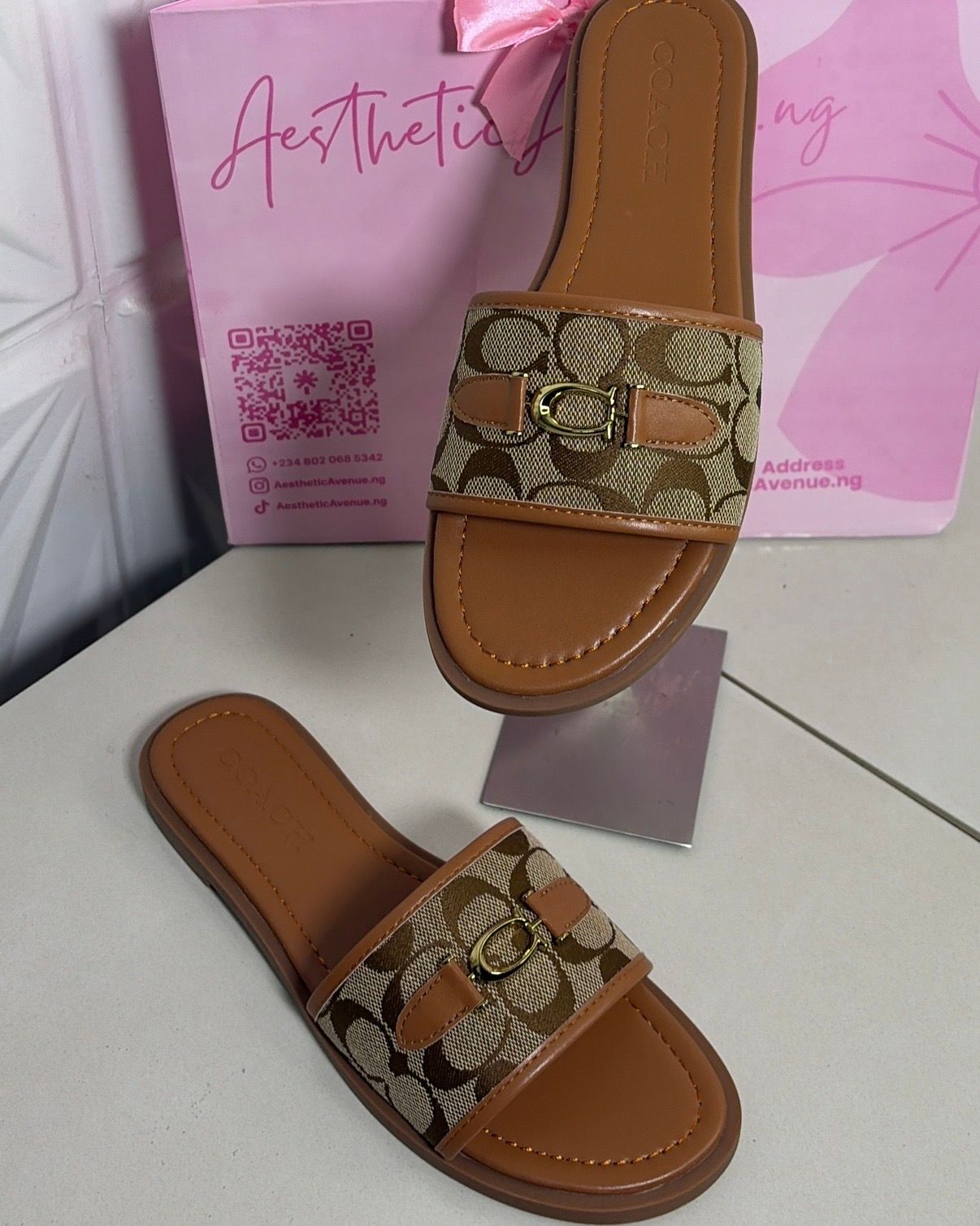 Coach Slippers Brown
