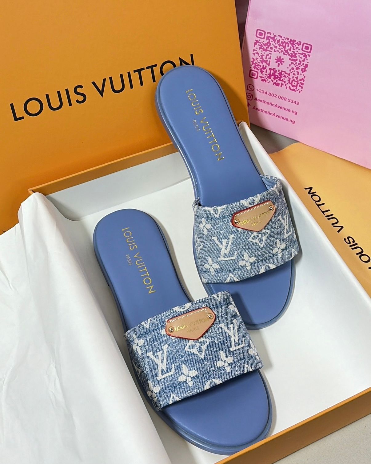 LV Slippers Blue
