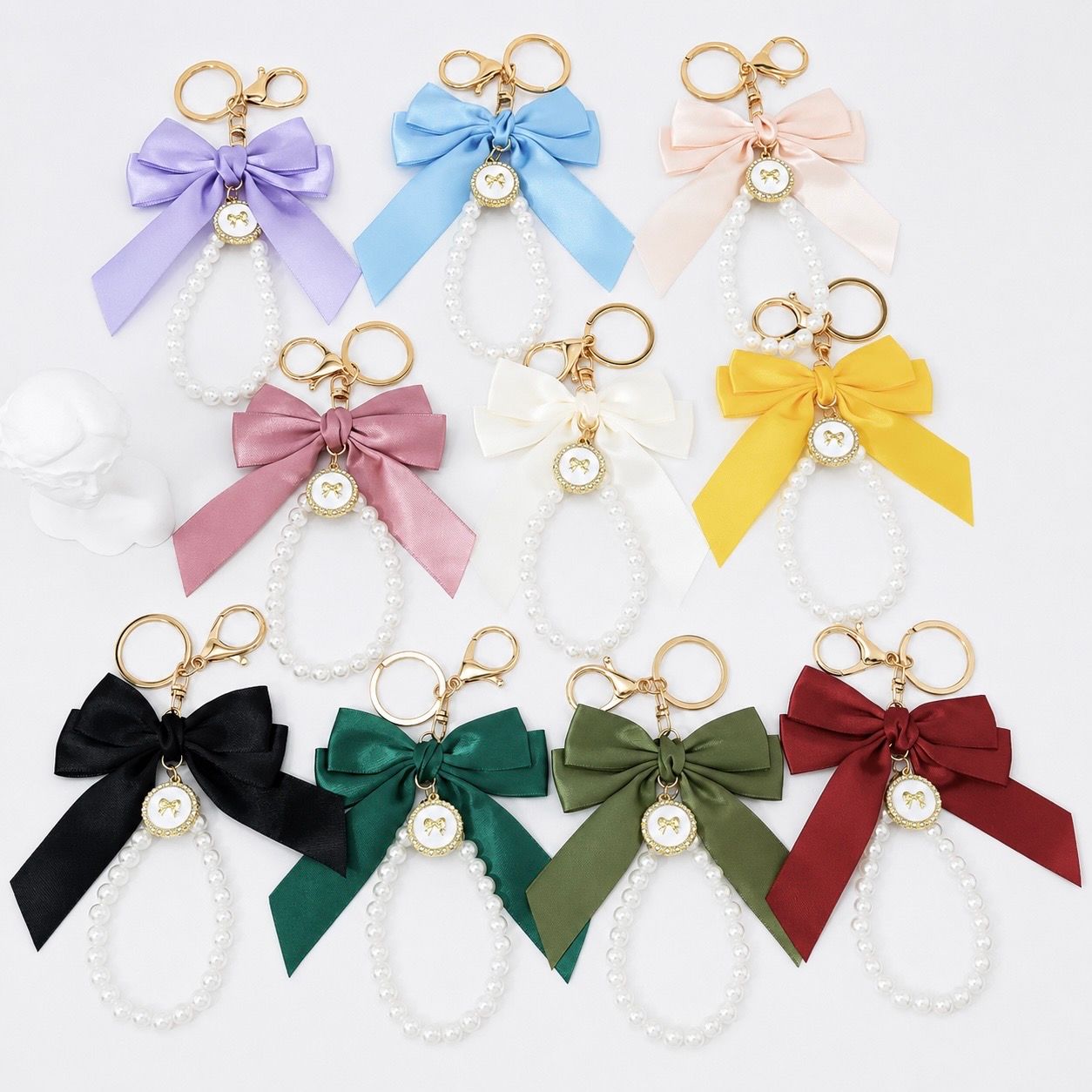 Pearl Bow Keychain for Purse Bag Charms for Handbags